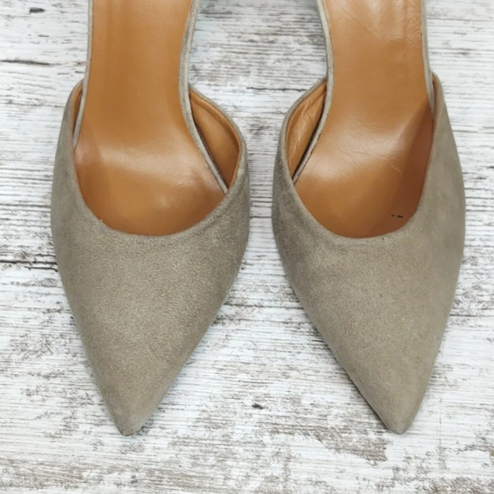 Vince Celeste Taupe Suede Leather D'orsay Pumps